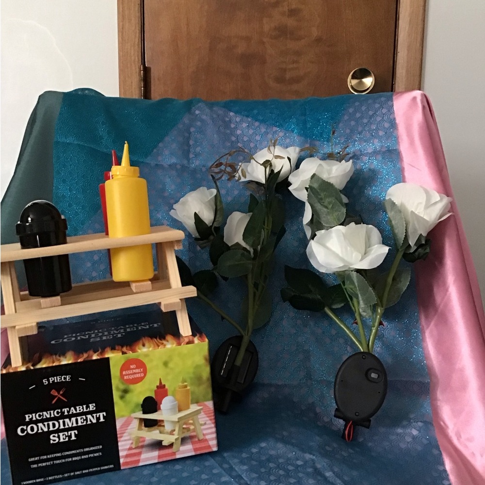Condiment holder & solar lights